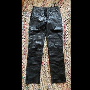 Vintage genuine leather low rise straight leg pants